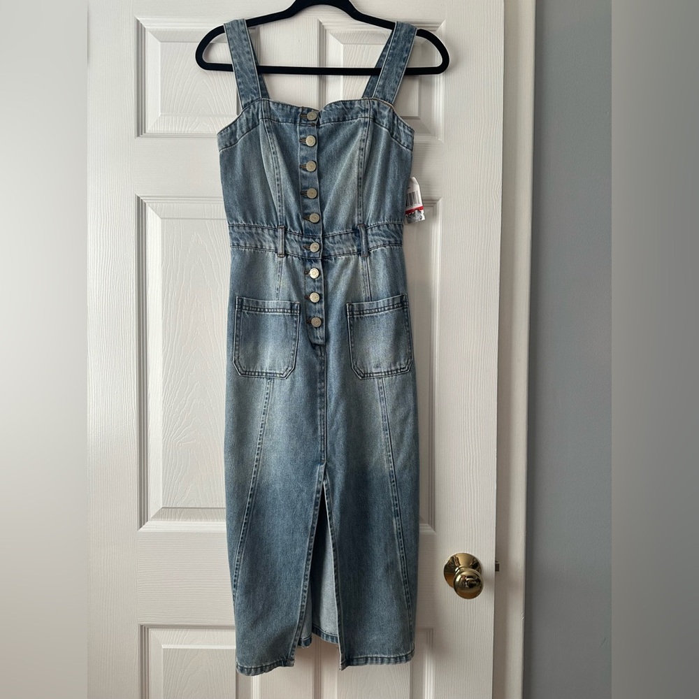 NWT Habitual Denim Jean Midi Dress Sleeveless, XS 0-2